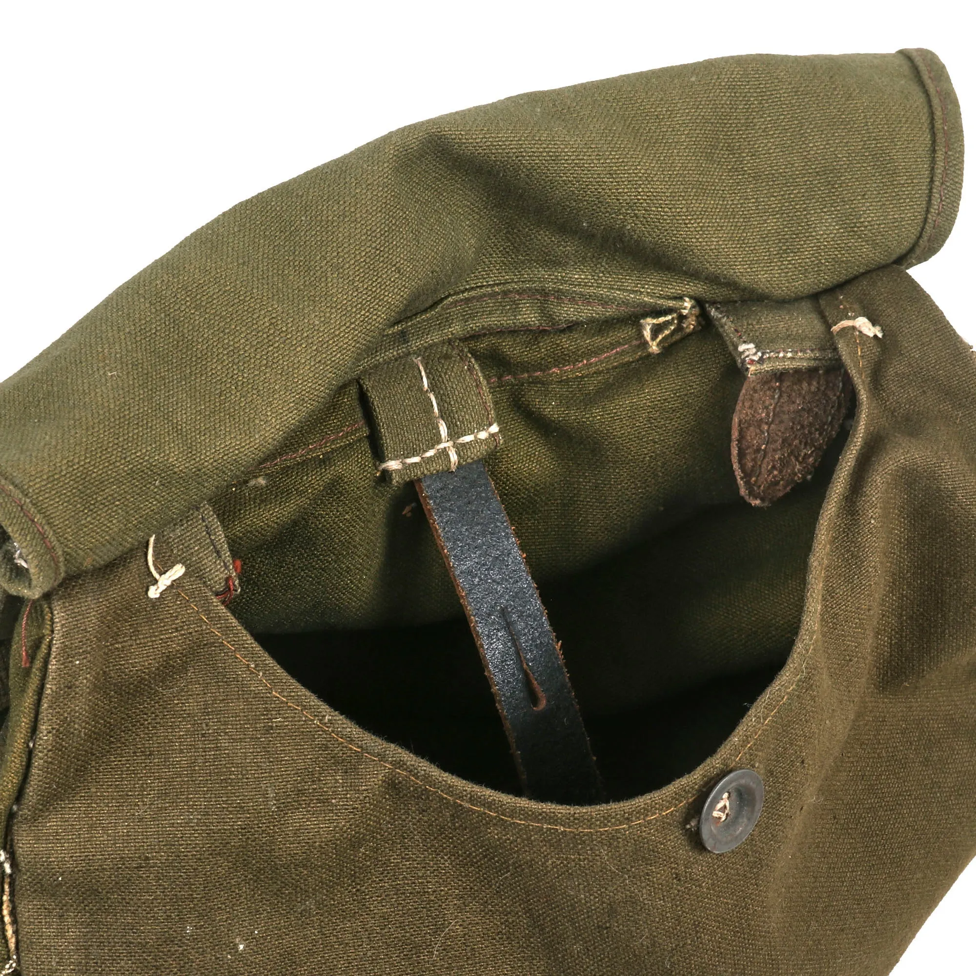 Original German WWII Heer Army M31 Breadbag in Olive Green Canvas with RBNr. Marking